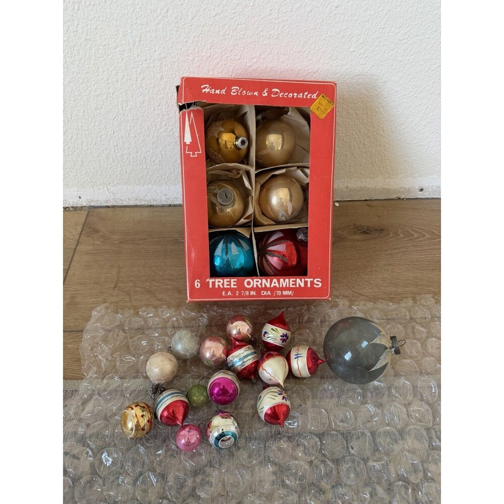 Vintage West Germany, USA & Japan Glass Christmas Ornaments Hand Painted